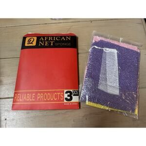 African Net Sponge Exfoliating Wash Cloth 3PC Set Nylon Body Scrubber New